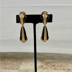 Christian Dior Gold Plated Black Enamel Crystal Clip On Earrings Vintage Signed Photo 1