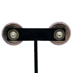 Vintage Oversized Circular Cloth Button Earrings Lavender Purple Stud Post Retro Photo 2