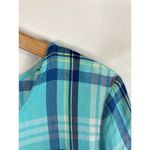 Falls Creek  Plaid Split Back Short Sleeve Top Blue Size Small Photo 3