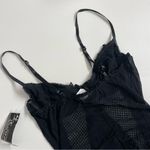 Escante Nighty Bodysuit Garter Belt Bra Underwire Sheer Mesh Netting Ruffle Belt Black Size L Photo 8