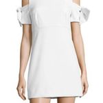 Milly NEW Womens 12 Tie Mod Dress White Cold Shoulder Wedding Bridal Elopement Photo 0