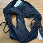 La Blanca  Elegant Black Bikini Bottom with Gold Tje Accents Size 16 Photo 7