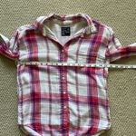 American Eagle  Boyfriend Fit Flannel Plaid Button Down Oversized Shirt XS VEUC Photo 3