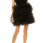 Mac Duggal Black Tulle Ruffle One Shoulder Mini Dress 20600 Women’s Sz 10 Photo 0