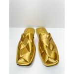 Sam Edelman Slipper Mules 6.5 Gold Slip On Round Toe Woven Satin Finish Shoes Photo 2