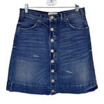 McGuire Denim Blue Jean Button Front Skirt Womens 28 Denim Distressed Pockets Photo 0