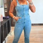Good American Fit For Success Denim Sleeveless Jumpsuit in Wash Blue274 Photo 4