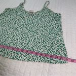 A New Day  Floral Leaf Patterned Green and Cream Top Photo 5