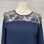 ZARA  Guipure Navy Blue Lace Combined Pleated Back Mini Dress Size XS Photo 2