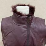 Dennis Basso  Merlot Faux Fur and Leather Moto Vest, Small Photo 7