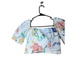 Urban Outfitters  Elsie White Floral Cropped Puff Sleeve Top Size Small‎ Photo 2