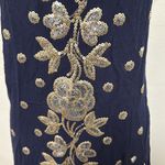 Ark & Co. gold sequined floral dark navy blue dress woman size SMALL Photo 3