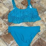 Antonio Melani Turquoise Lace Ruffle Top Hipster Bottoms Bikini Swimsuit Medium Photo 3