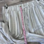 Briggs New York Beige & gray striped linen wide leg crop pants coastal Photo 6