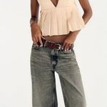 ZARA XXL Babydoll Cami Tank Top Pleated V-Neck Whimsy Romantic Striped Festival Photo 0