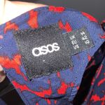 ASOS  Red & Blue Abstract Print Boat Neck Short Sleeve Shift Casual Work Dress 10 Photo 7