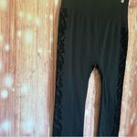 Zac and Rachel  Black Velvet Damask Trim Fleece Lined Leggings Photo 5