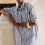 Sézane NEW  Maxine Oversized Shirt Dress, Ecru Blue Stripes 4 Photo 0