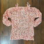 Hand knit with large needles, draped tunic / dress / beach coverup, NWOT Pink Size M Photo 4