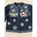 All Points Vintage Christmas Santa Snowflake Sweater Cardigan Womens Size L Blue Size L Photo 1