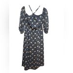 Club Monaco Tansa Dress in Deep Sapphire Blue Floral Metallic Pattern Sz 2 Photo 5