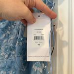 NWT $1095 Theia Blue Floral Sequin Sweetheart Cap Photo 9