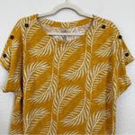 Croft & Barrow  Yellow Tropical Leaf Crewneck Top, Size XL Photo 2