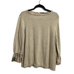 Chico's Chico’s Tan Knit Pullover Sweater Top With Floral Accents Photo 1