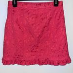 Free People  Coral Pink Floral Lace Ruffle Short Mini Skirt 4 Photo 10