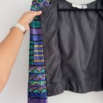 Laurence Kazar Vintage Lawrence Kazar Silk Sequin Jacket XL Disco Glam Maximalist Block Art NYE Photo 4