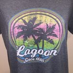Lagoon grey beach scene palm tree short sleeve shirt Gray Size L Photo 1