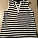 Catalina  Black and White Striped Sleeveless Top With Hoodie Photo 0