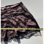 Vintage PIA Pleated Skirt Pink Black Embroidered Lace Hem Mini Made in USA Photo 4