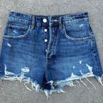 ZARA  high rise button fly cut off fray hem festival Jean shorts Photo 0