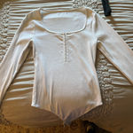 Abercrombie & Fitch White Henley Bodysuit Photo 0