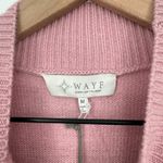WAYF  Lola Sweater Dress Women Medium Pink Nylon Puff Sleeve Mock Neck Tight Knit Photo 2