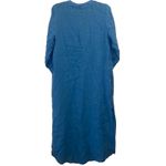 ZARA Linen Tunic over sized v-neckline button up blue women's shirt Dress XS Photo 2