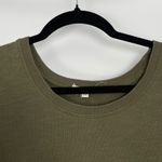 Leallo Women's Olive Green Jewel Puff Sleeve Crew Pullover Sweatshirt Medium Photo 5