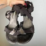 Donald J Pliner VTG Black Leather Elastic Ankle Tie Heel Y2K Sandals Size 7.5M Photo 2