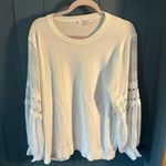 Sioni Milano White Lace Sleeve Pullover Women's Sweater | Size 1X Photo 0