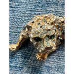 Gold Tone Big Cat Jaguar Leopard Rhinestone Brooch Photo 2
