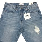 Just Black Denim JBD - Girlfriend Unbalanced Fray Hem Jeans in Light Blue Photo 1