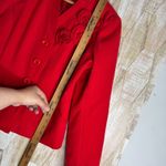 Spense Blazer Suit Coat Pleated RUFFLE Floral ROSETTE RED Felt Jacket Size L Size L Photo 5