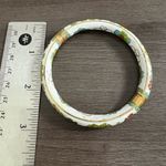 Vintage Chinese White Cloisonne Enamel Flowers Bangle Hinged Bangle Bracelet Photo 4