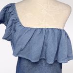 Joe’s Collection One Shoulder Ruffle Gingham Top Blue White Size Small Photo 1