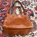 Madewell Leather Transport Tote Bag Tan Brown Braided Strap Vintage Leather flaw Photo 0