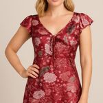 Mon Petit Oiseau red silk floral flutter sleeve dress Photo 0