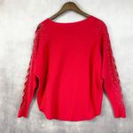 LIV Milano Womens Sweater L Cavell Rhinestone Heart Cutout Party Glam Holiday Red Size L Photo 4