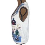 Vintage wool winter theme embroidered buttoned sweater vest shimmer accents sz M White Size M Photo 2