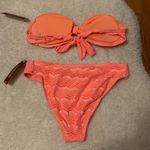 Arizona Jeans Coral Crochet Strapless Bikini Swim Suit Set Small Photo 1